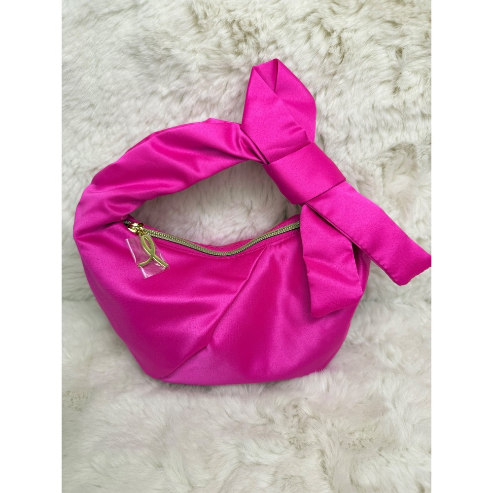 Estee‎ Lauder Breast Cancer Awareness Pink Satin Bow Cosmetic Bag Hot Pink New